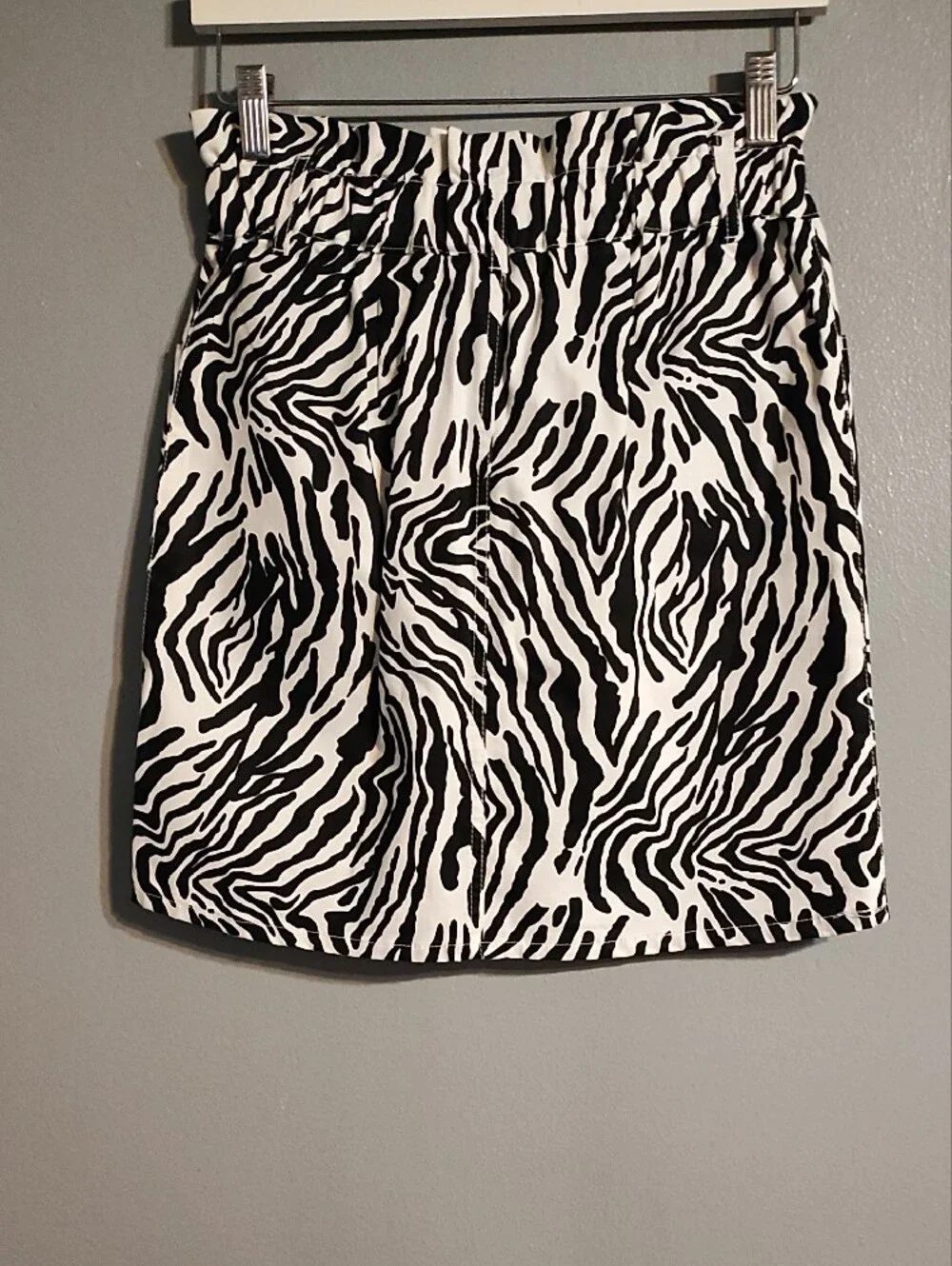 Bar III Women's Black & White Zebra Print Denim Mini Skirt